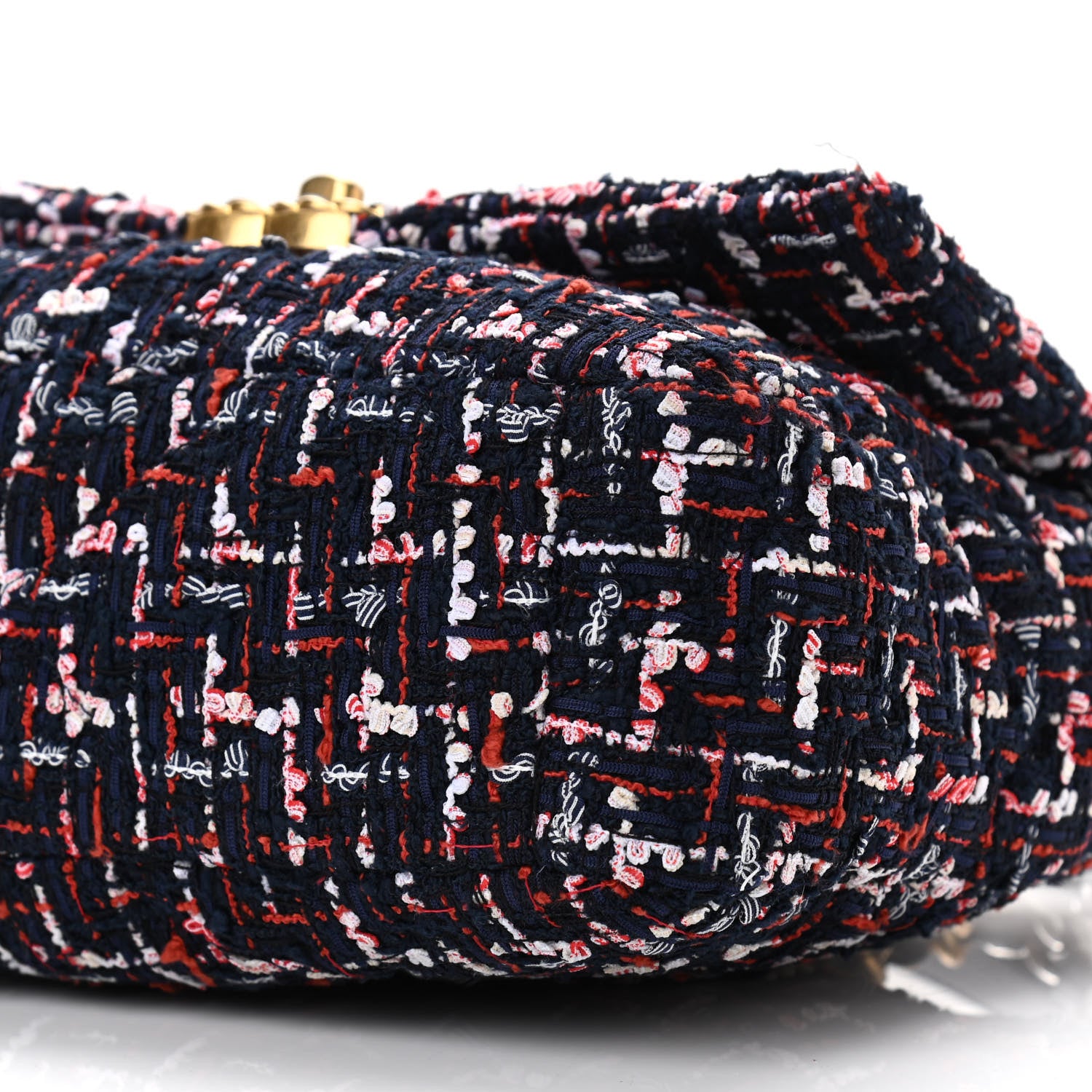 Chanel Tweed Quilted Medium Chanel 19 Flap Navy Blue White Red 10 of 11