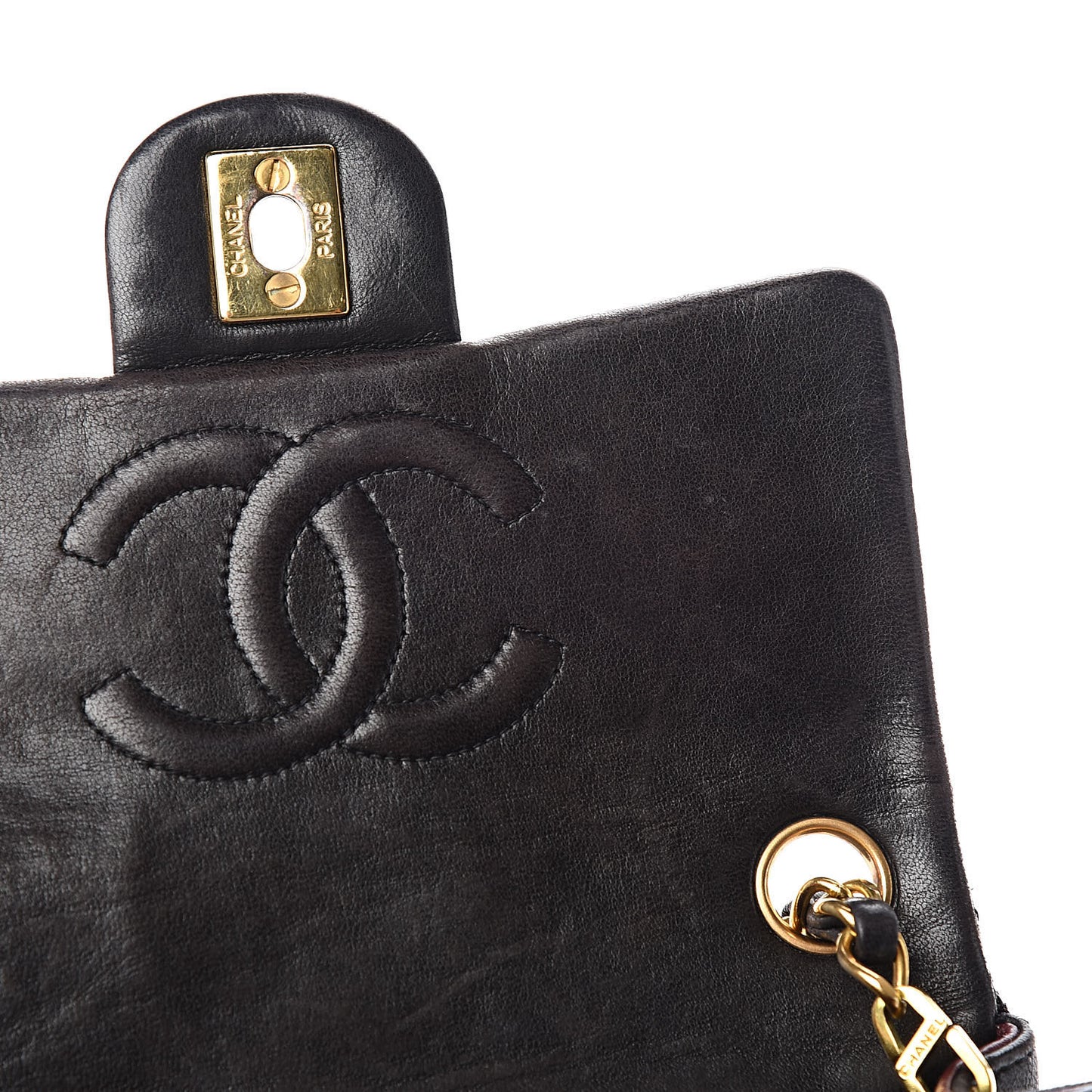 Lambskin Quilted Mini Square Flap Bag Black