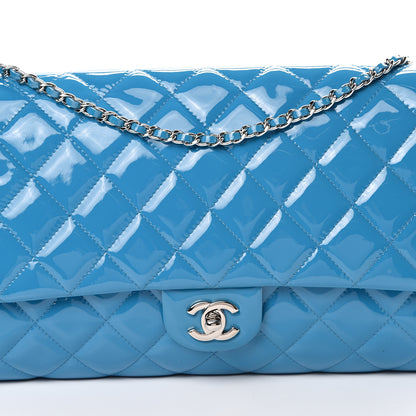 Chanel Patent Quilted Clutch with Chain Flap Blue 11 of 15