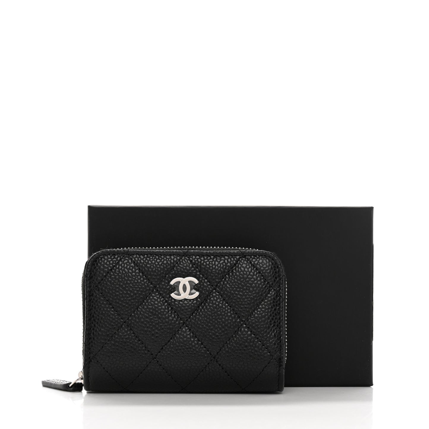 Caviar Quilted Zip Coin Purse Black