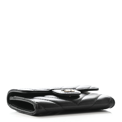 Chanel Lambskin Chevron Quilted Flap Card Holder Black 4 of 8