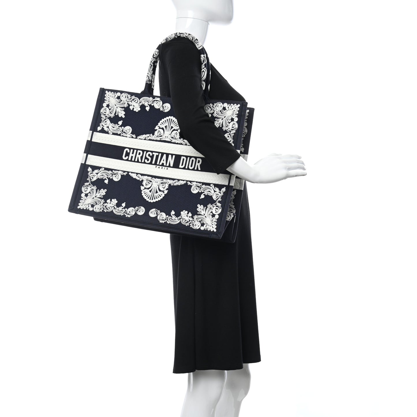 Canvas Embroidered Cornely Book Tote Blue White