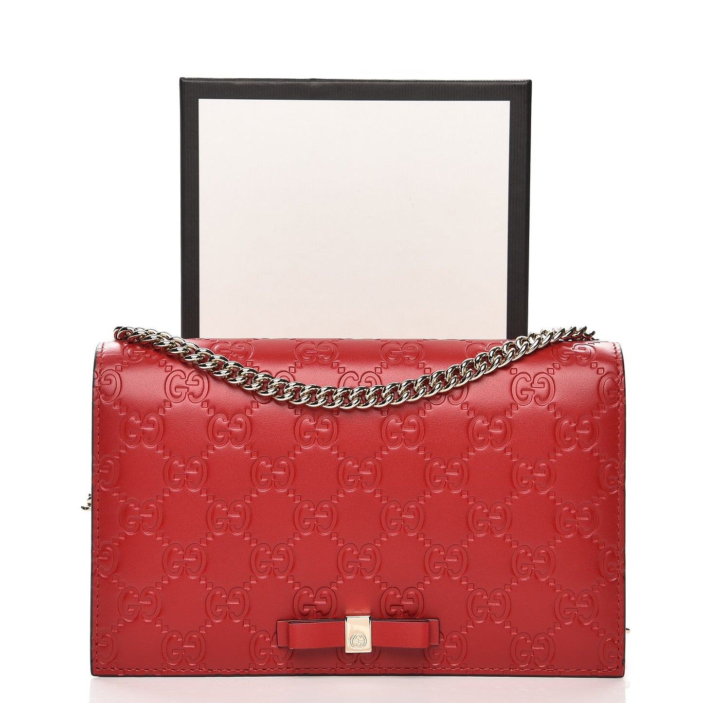 Guccissima Signature Bowy Chain Wallet Hibiscus Red