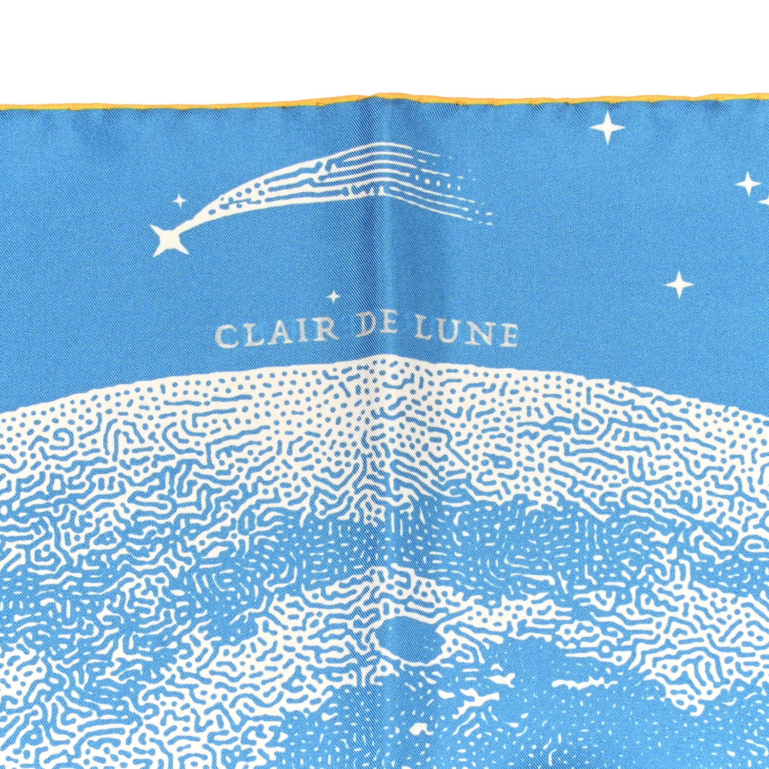 Hermes Silk Clair De Lune Double Face Scarf 90 Black Jaune D'Or Bleu 9 of 9