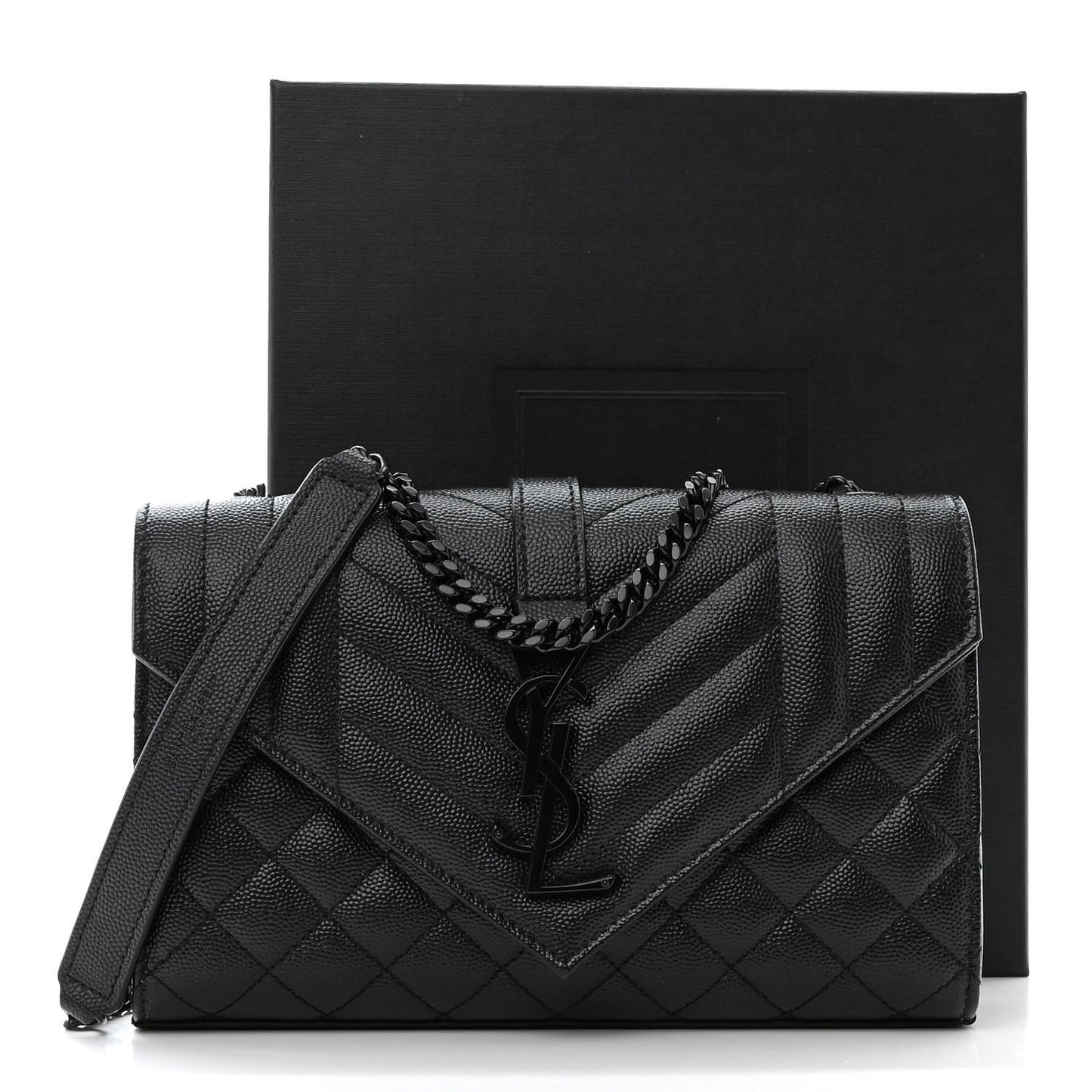 Grain De Poudre Textured Mixed Matelasse Triquilt Small Monogram Monochrome Satchel Black