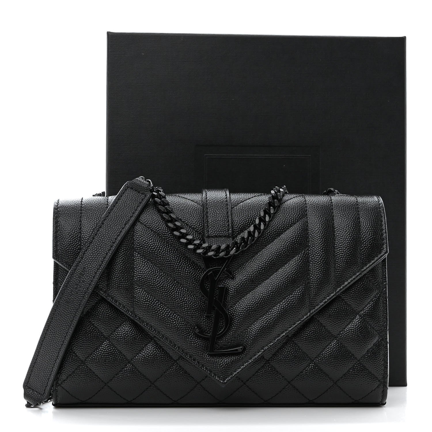 Saint Laurent Grain De Poudre Textured Mixed Matelasse Triquilt Small Monogram Monochrome Satchel Black 11 of 11