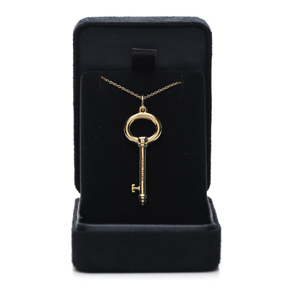 Tiffany 18K Yellow Gold Small Oval Key Pendant Necklace 5 of 5
