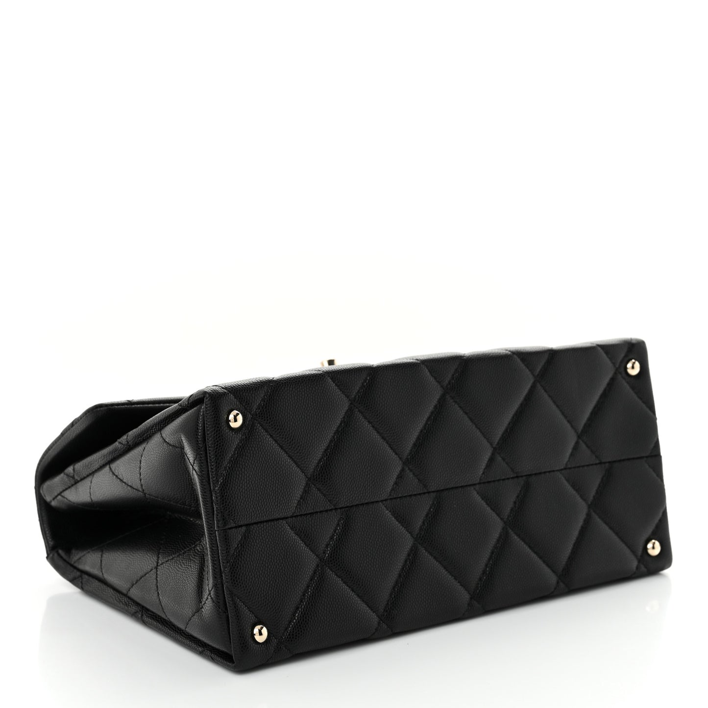 Caviar Quilted Medium Retro Twist Top Handle Flap Black