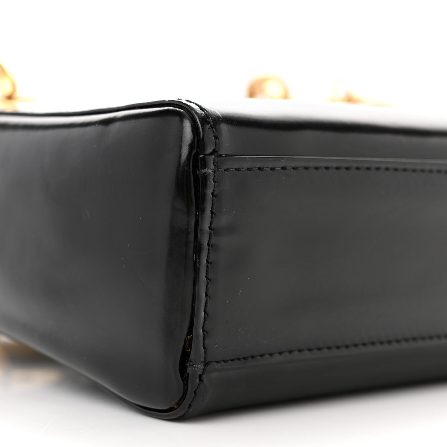 Glazed Calfskin Mini Lady Dior Black