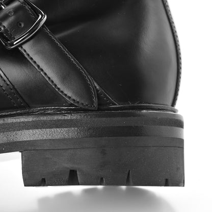 Valentino Garavani Smooth Calfskin Rockstud Buckled 25mm Combat Boots 39 Black 8 of 11
