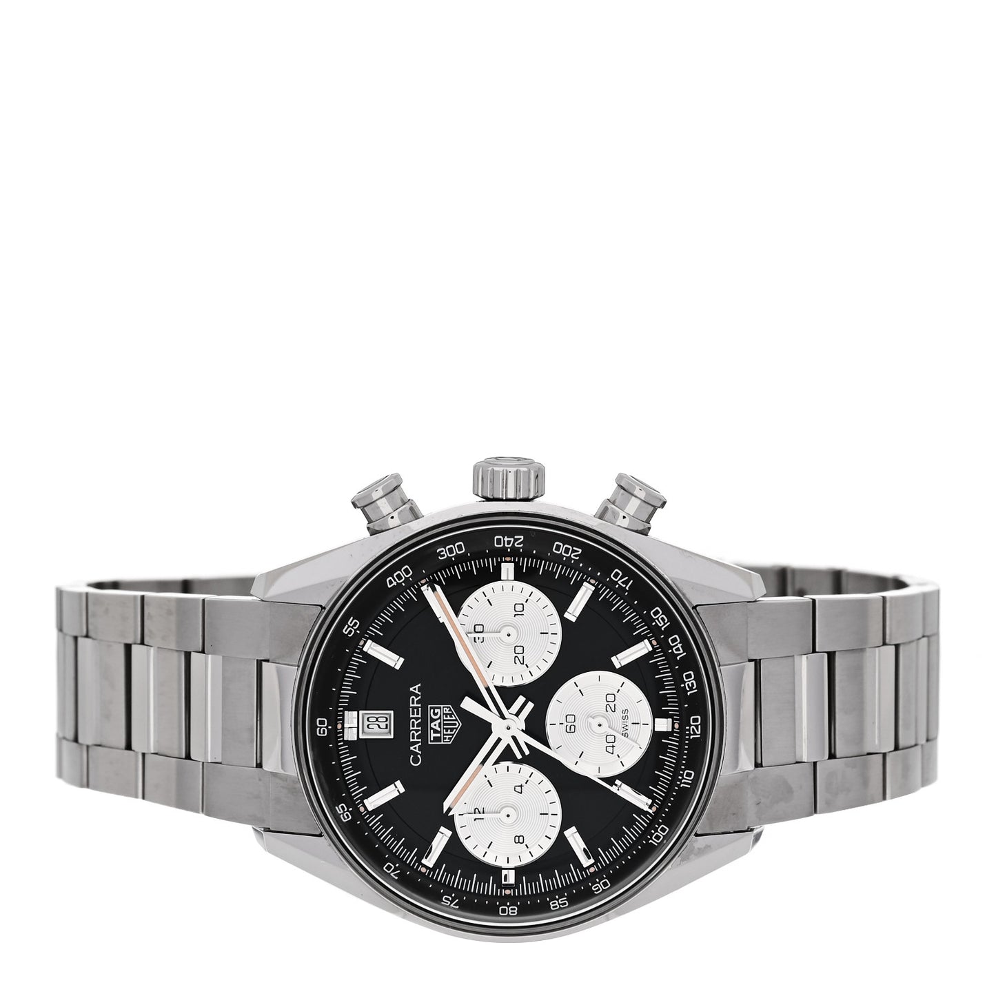 Stainless Steel 39mm Carrera Glass Box Chronograph Automatic Watch Black