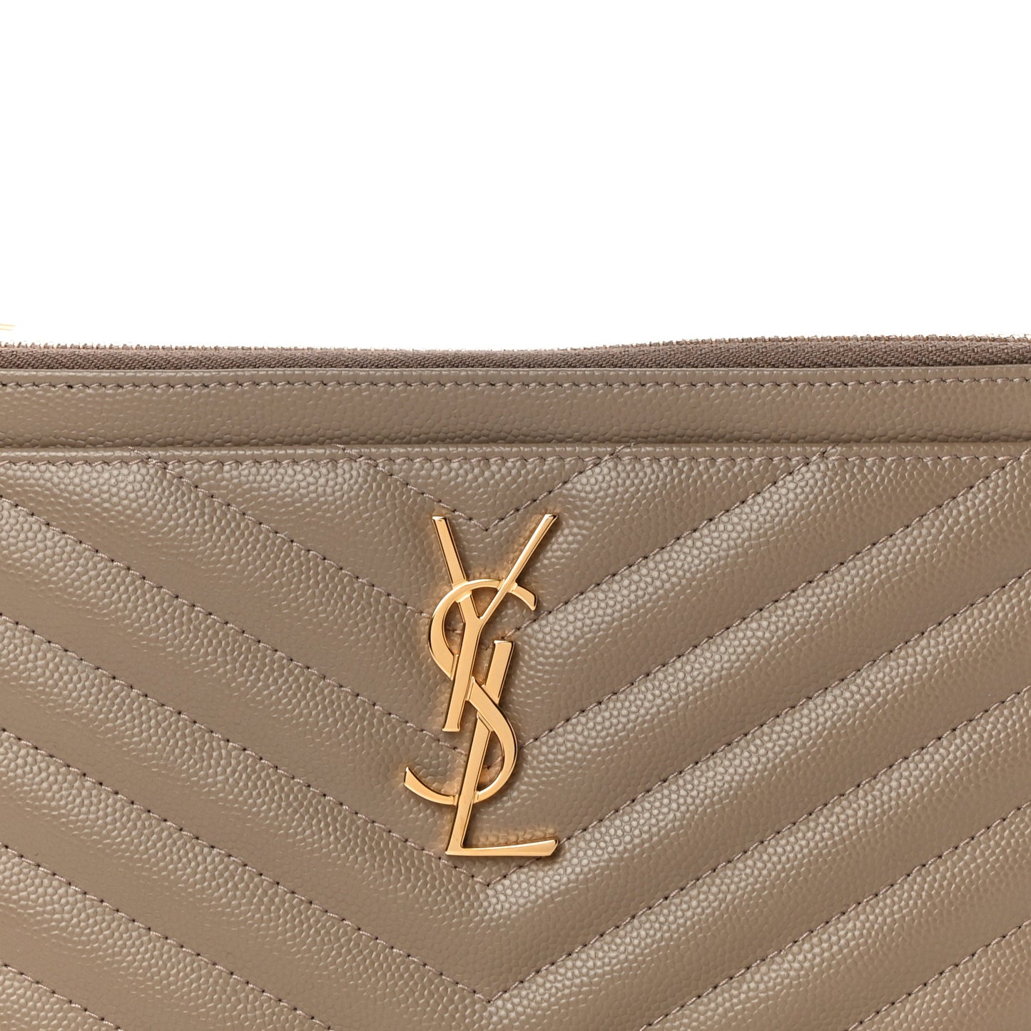 Grain De Poudre Chevron Monogram Bill Pouch Dark Beige