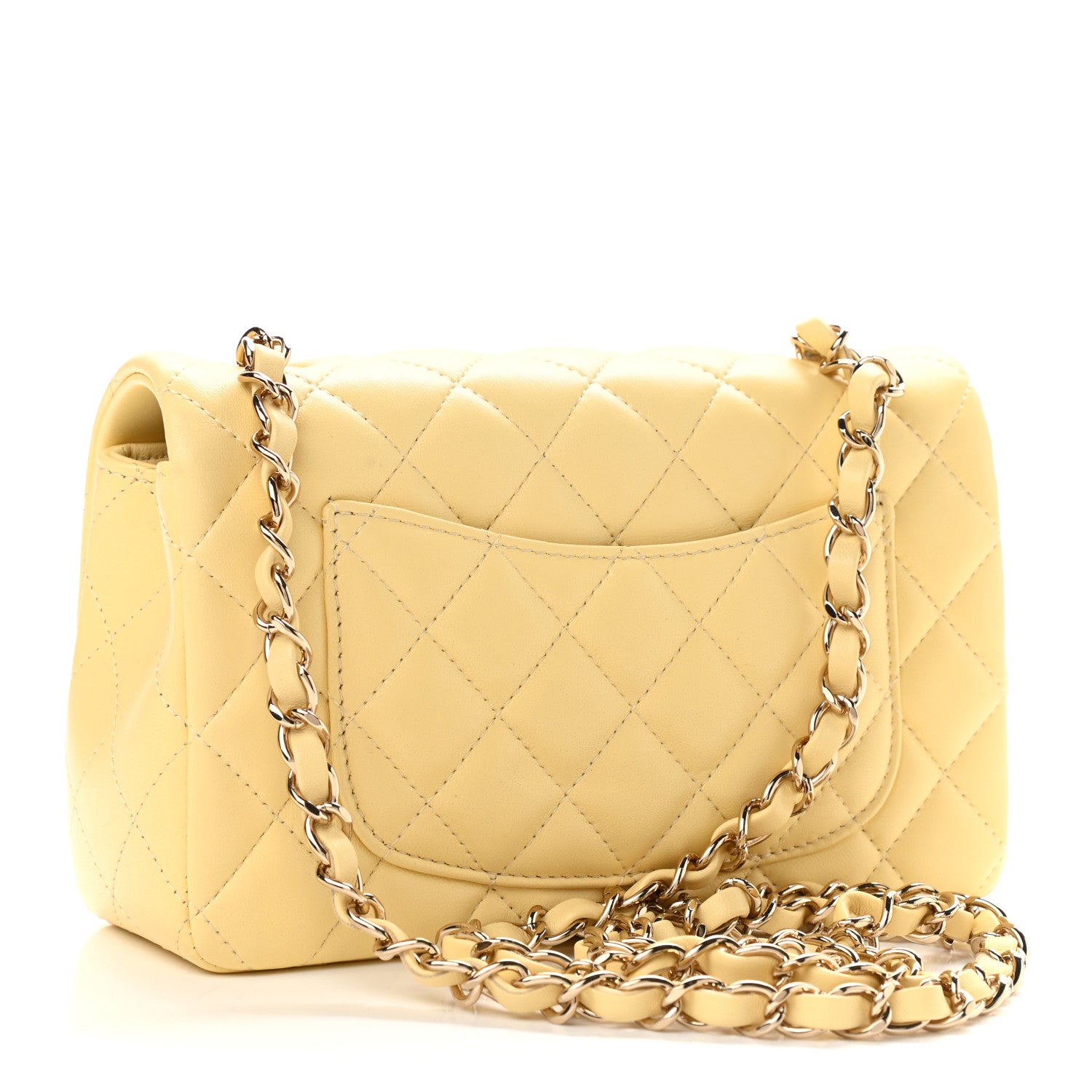 Chanel Lambskin Quilted Mini Rectangular Flap Yellow 3 of 10
