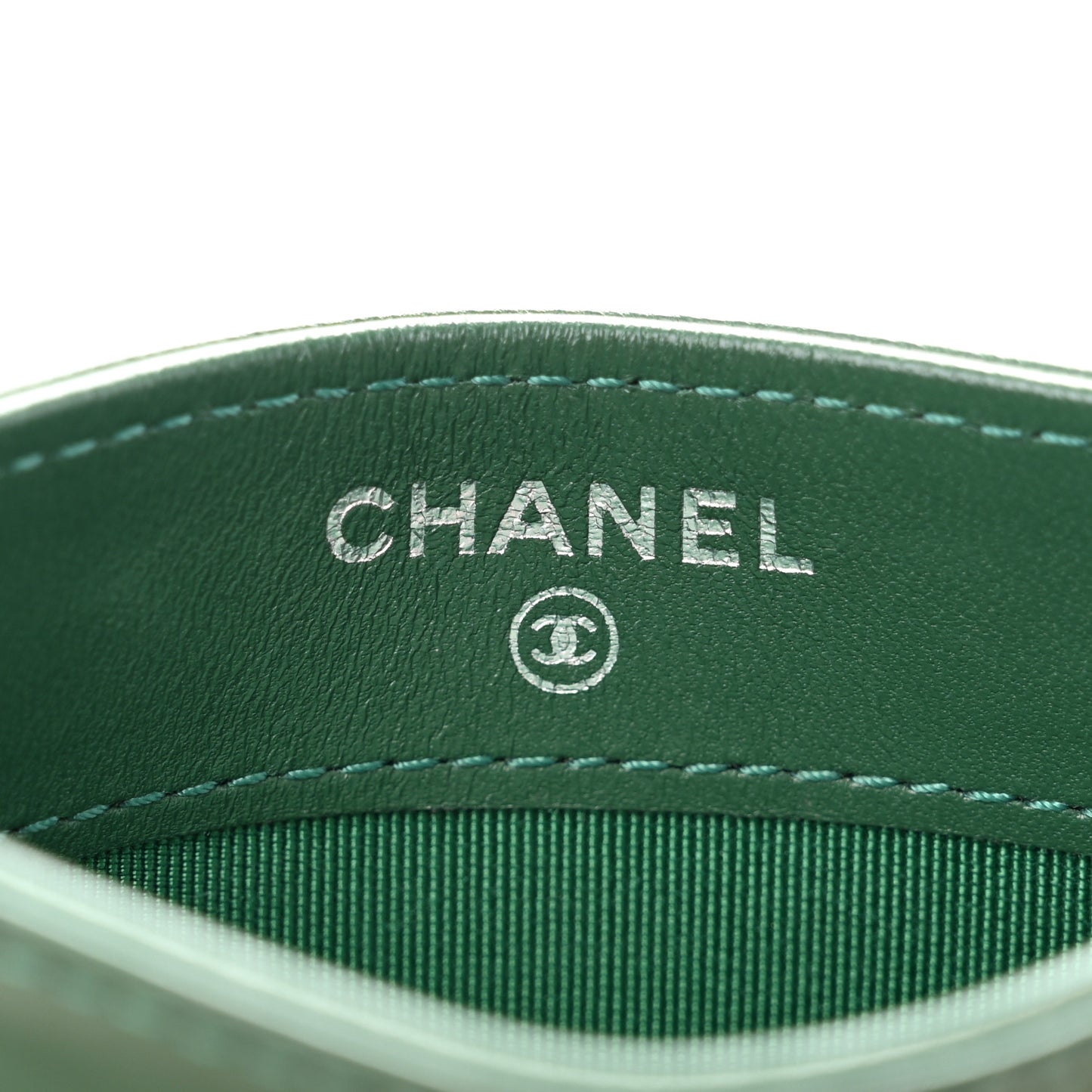 Lambskin Quilted Card Holder Green