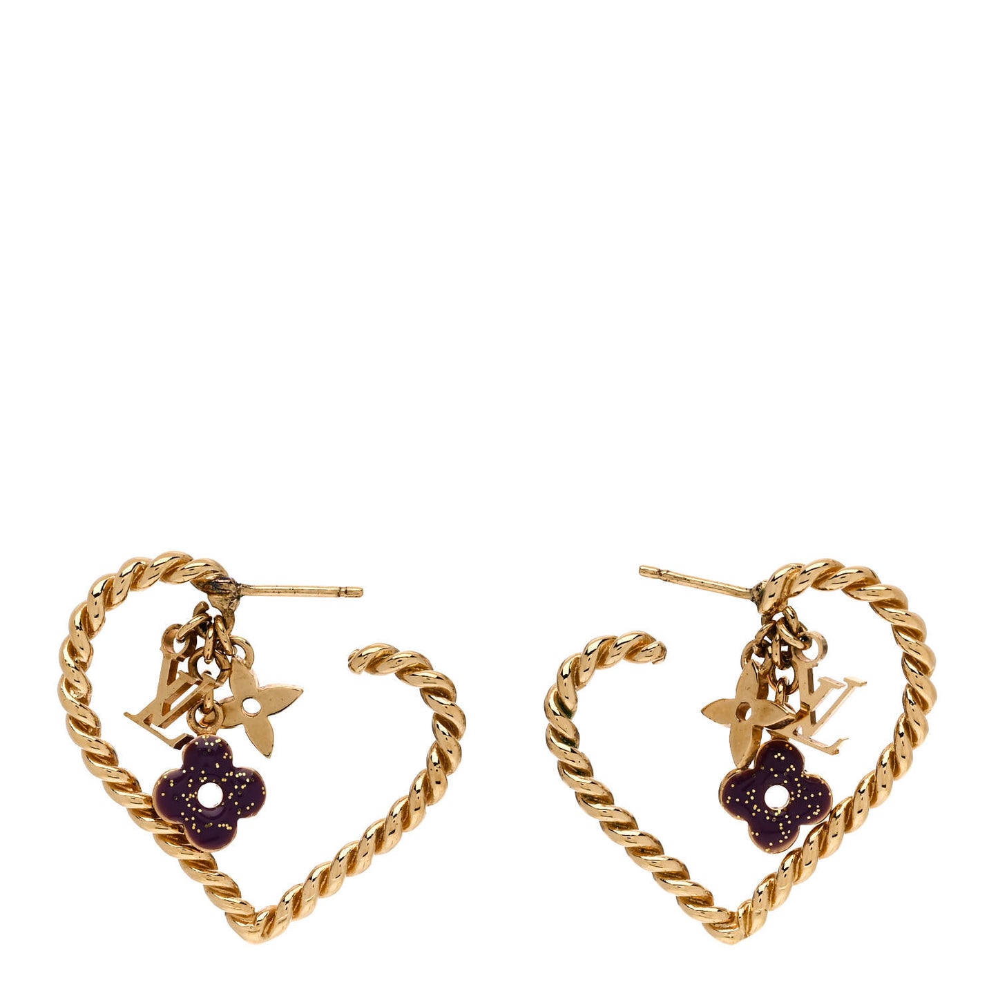Sweet Monogram In My Heart Hoop Earrings Gold