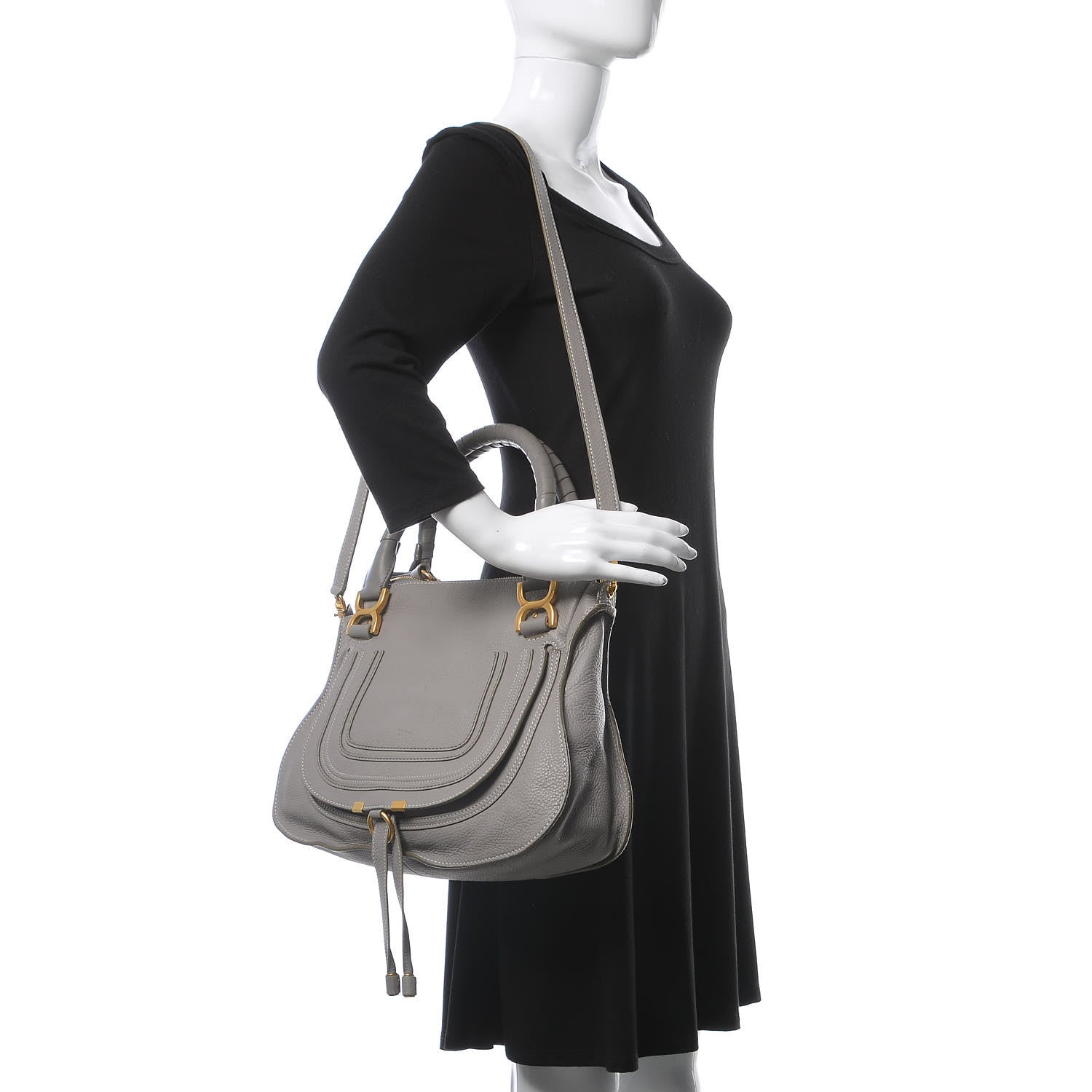 Chloe Calfskin Medium Marcie Satchel Cashmere Grey 2 of 14