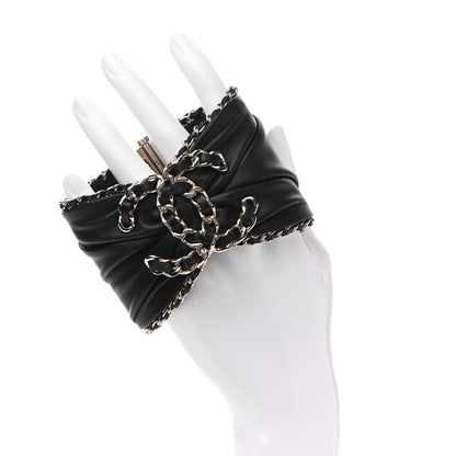 Chanel Lambskin Chain CC Cuff Bracelet Black Gold 2 of 9