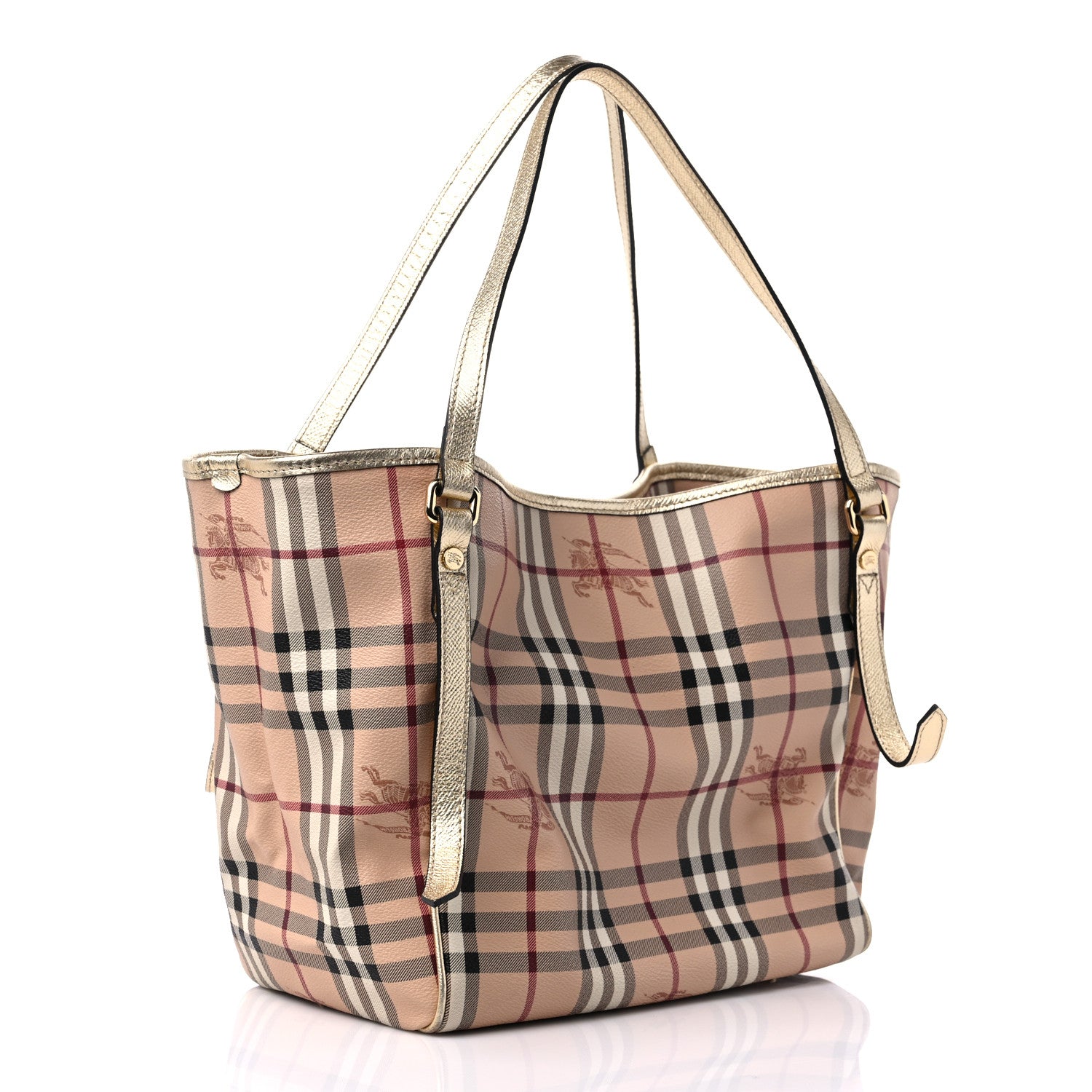 Burberry Haymarket Check Small Canterbury Tote Gold 3 of 10