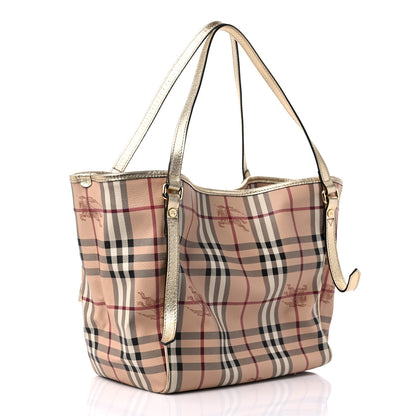 Burberry Haymarket Check Small Canterbury Tote Gold 3 of 10