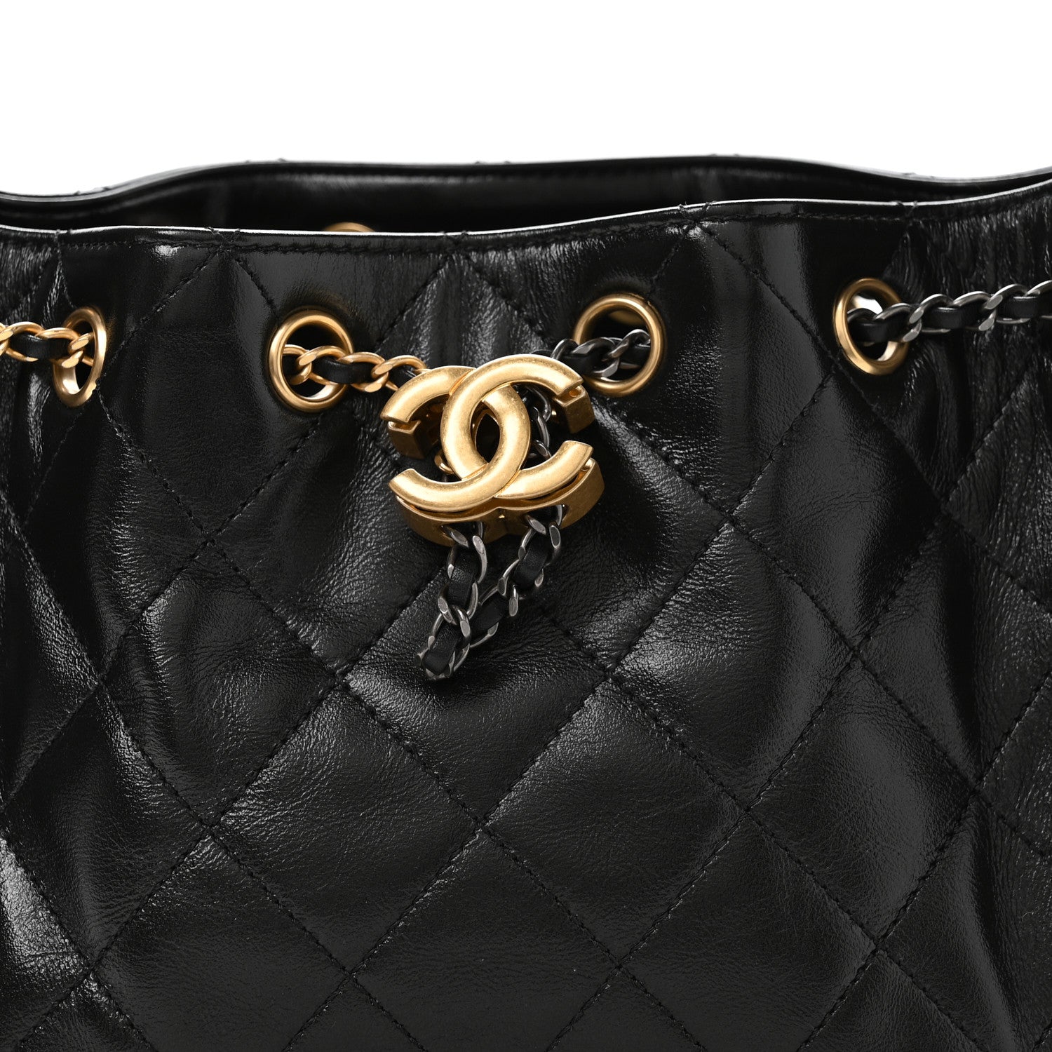 Chanel Shiny Crumpled Calfskin Quilted Mini Chanel 25 Handbag Black 8 of 11