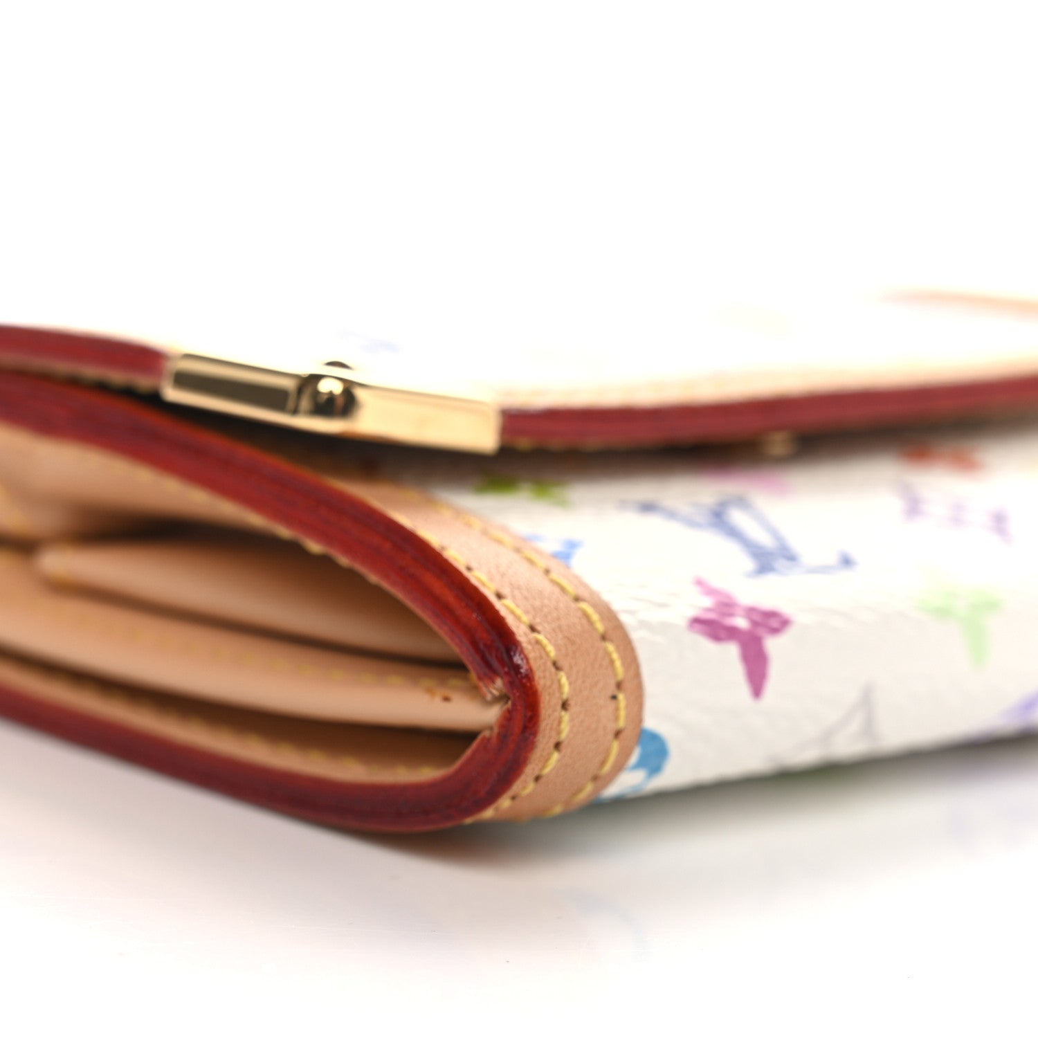 Louis Vuitton Monogram Multicolor Porte-Monnaie Plat Coin Purse White 7 of 8