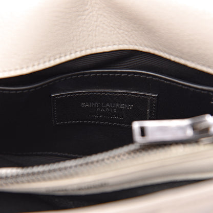 Saint Laurent Sheepskin Matelasse Chevron Monogram Medium College Bag Dove White 7 of 11