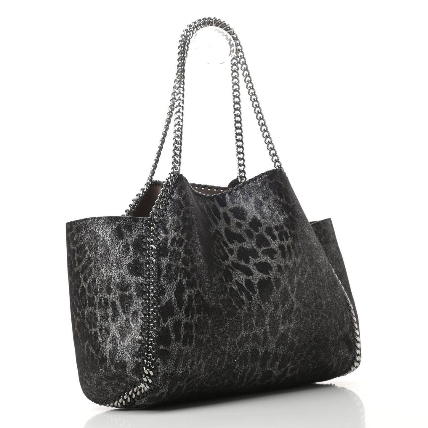 Leopard Shaggy Deer Falabella Reversible Tote Grey