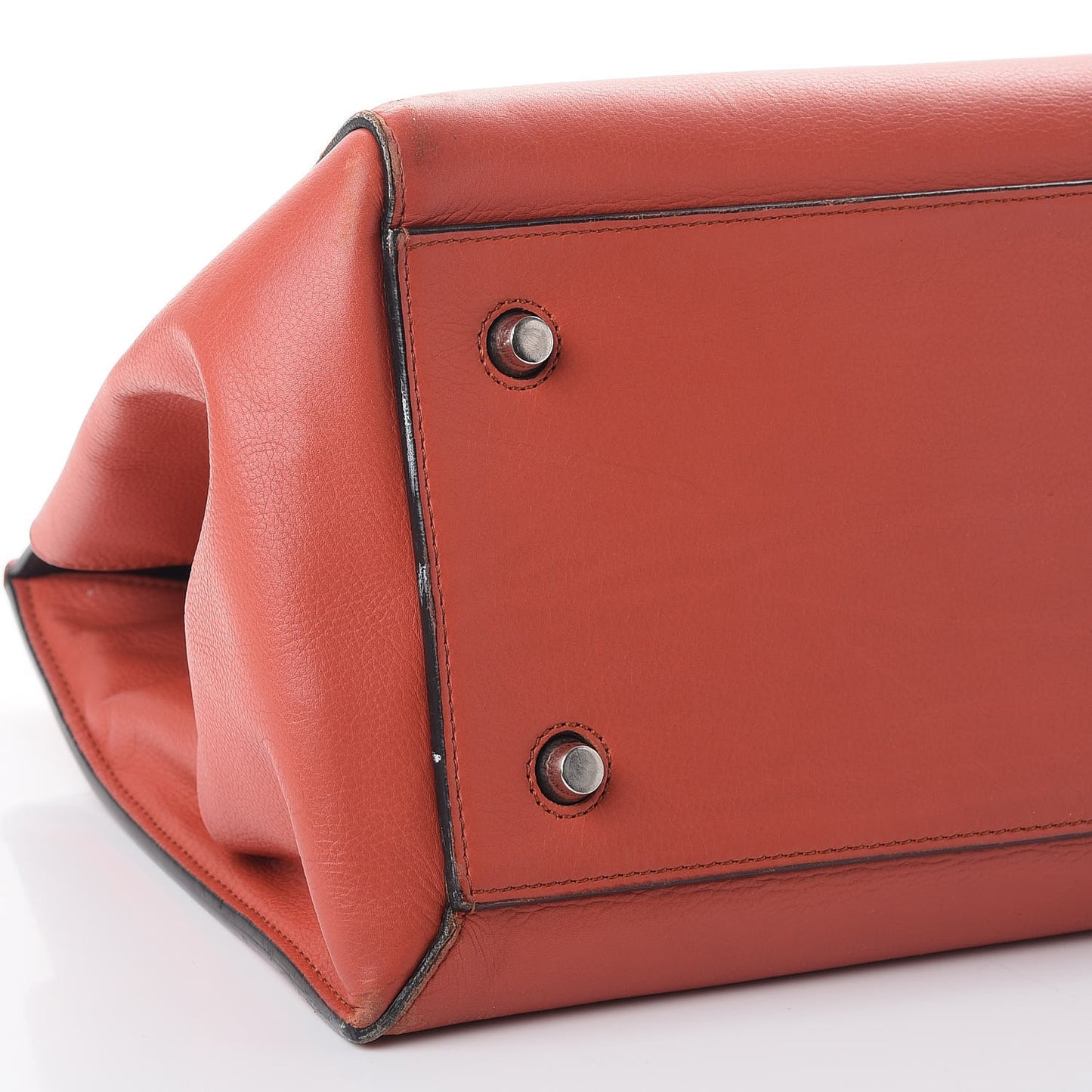 Grained Calfskin Large Edge Shoulder Bag Orange