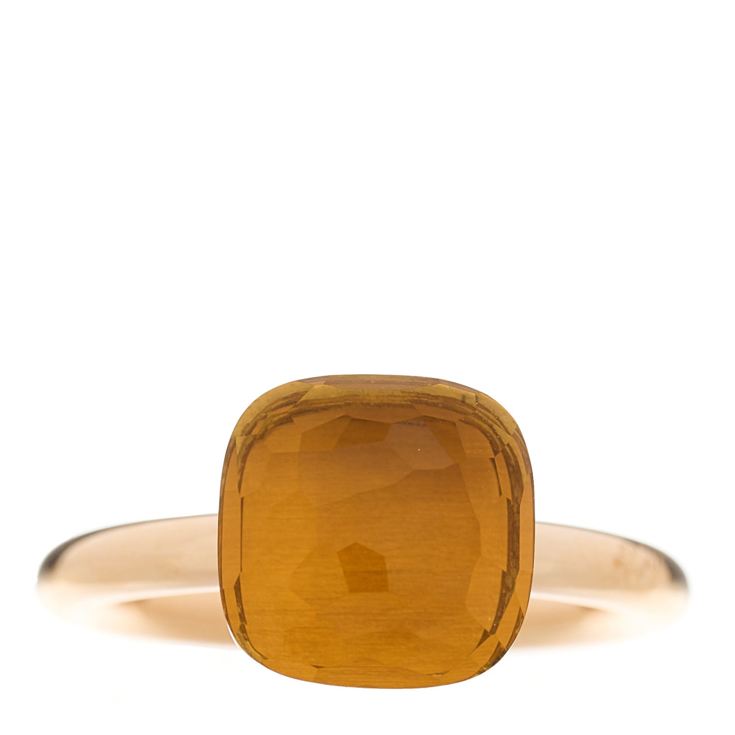 18K Rose White Gold Citrine Classic Nudo Ring 49 4.75
