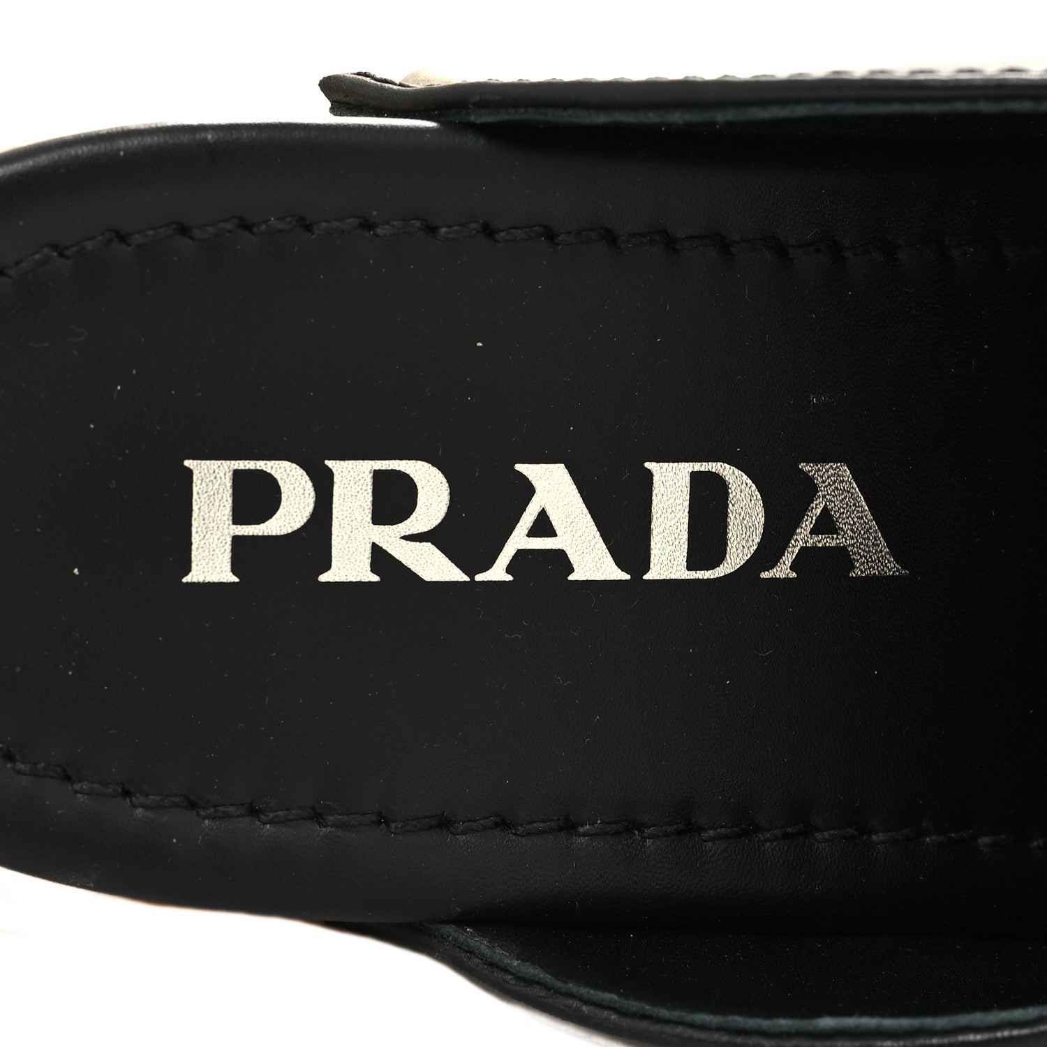 Prada Natural Calfskin Metal Triangle Logo 45mm Clogs 39 Black Sabbia 8 of 8