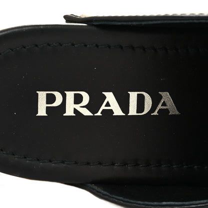 Prada Natural Calfskin Metal Triangle Logo 45mm Clogs 39 Black Sabbia 8 of 8