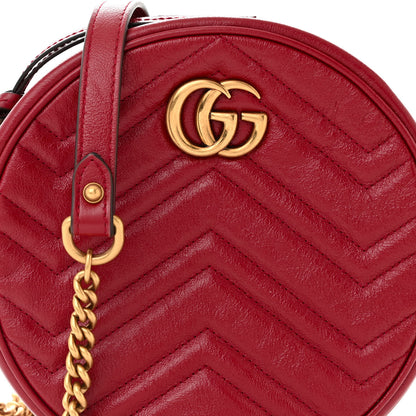 Gucci Glazed Calfskin Matelasse Heart Mini GG Marmont Round Shoulder Bag Romantic Cerise 8 of 10