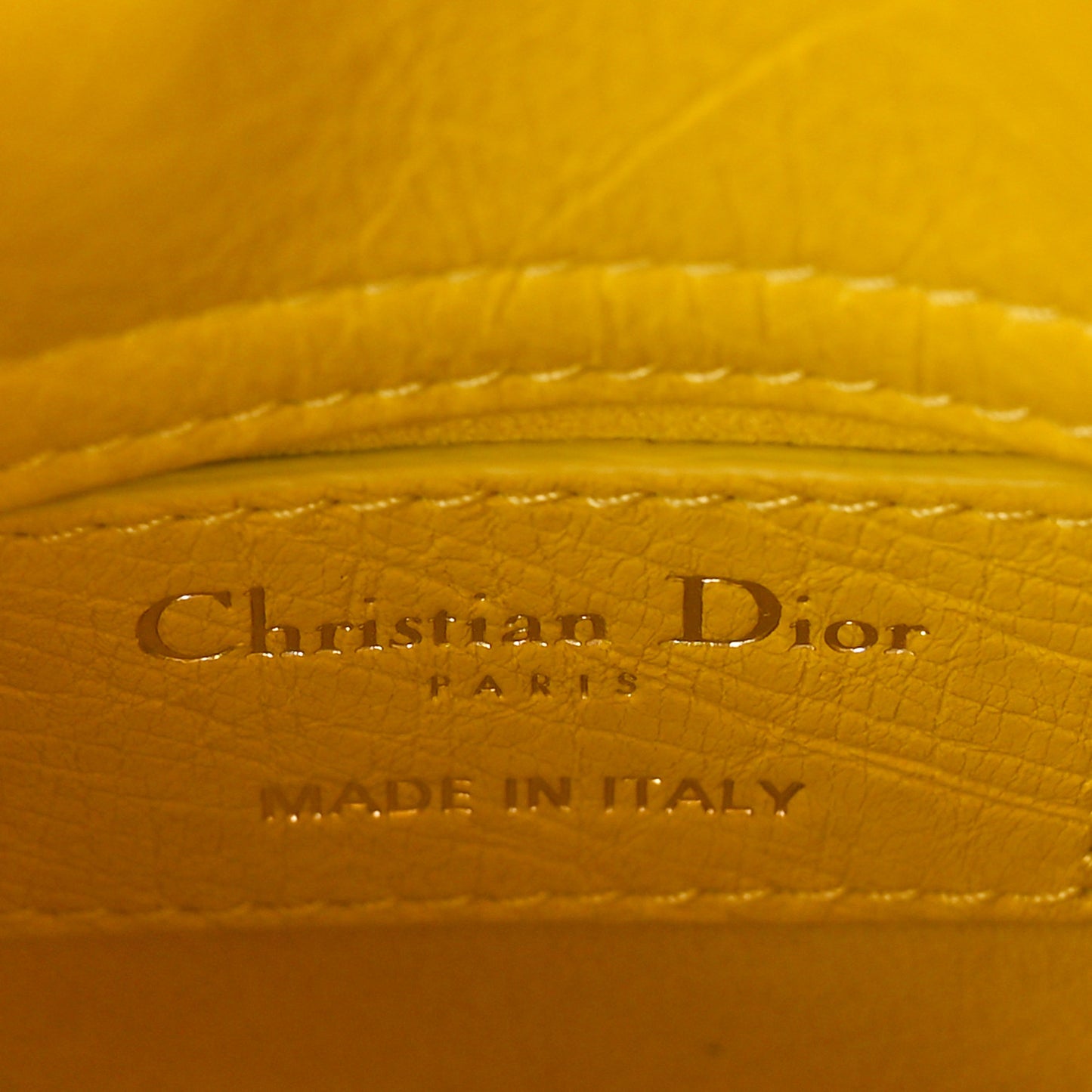 Ostrich Micro Lady Dior Yellow