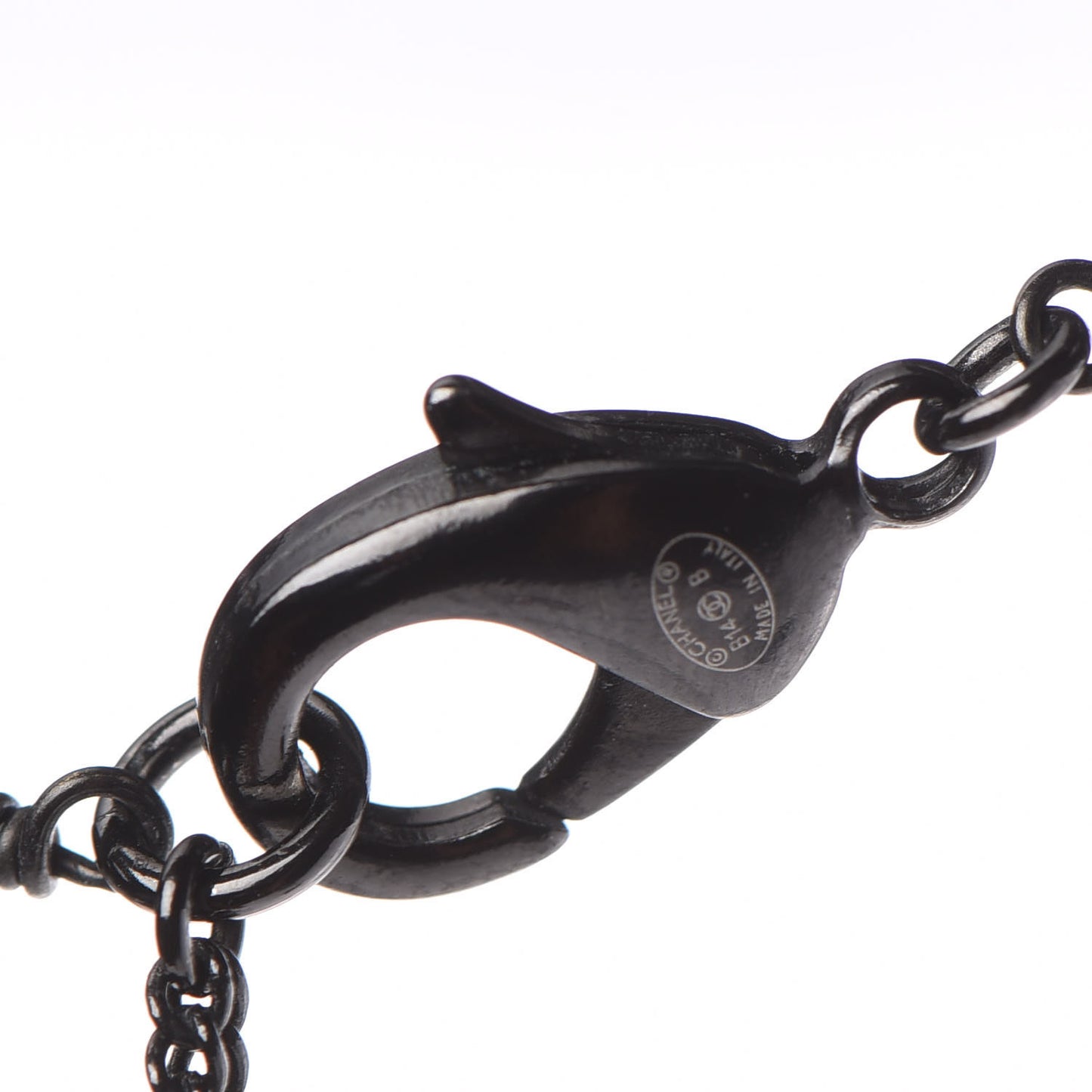 Ruthenium Beaded CC Long Necklace Black
