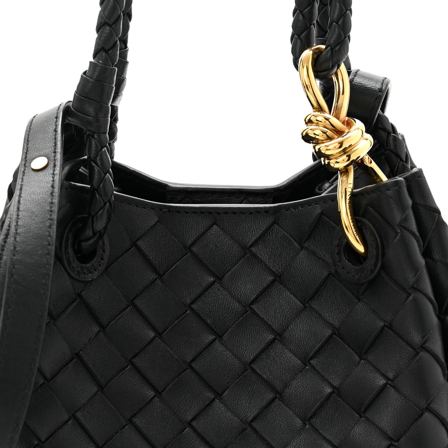 Nappa Intrecciato Small Parachute Shoulder Bag Black