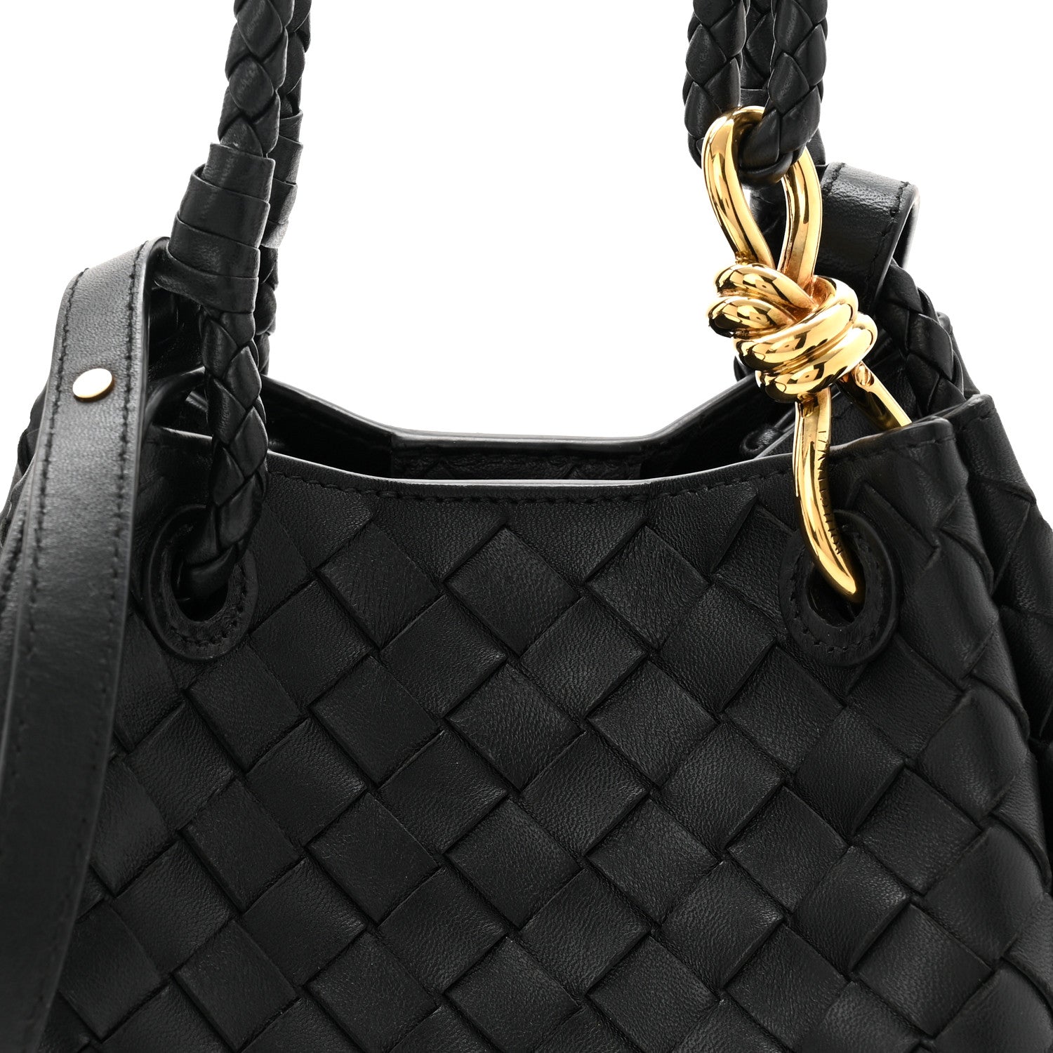 Bottega Veneta Nappa Intrecciato Small Parachute Shoulder Bag Black 7 of 10