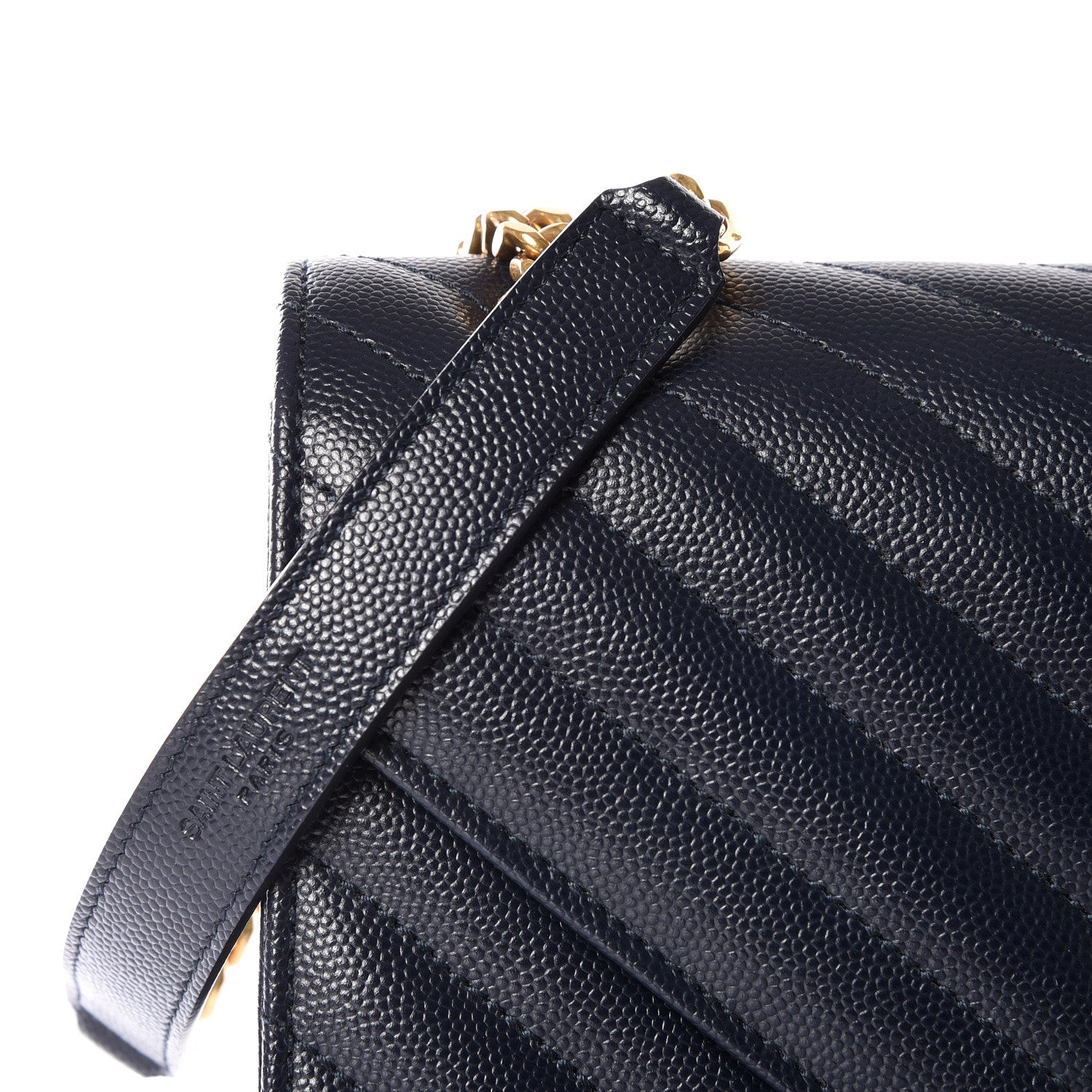Saint Laurent Grain De Poudre Matelasse Chevron Medium Monogram Satchel Midnight Blue 9 of 10