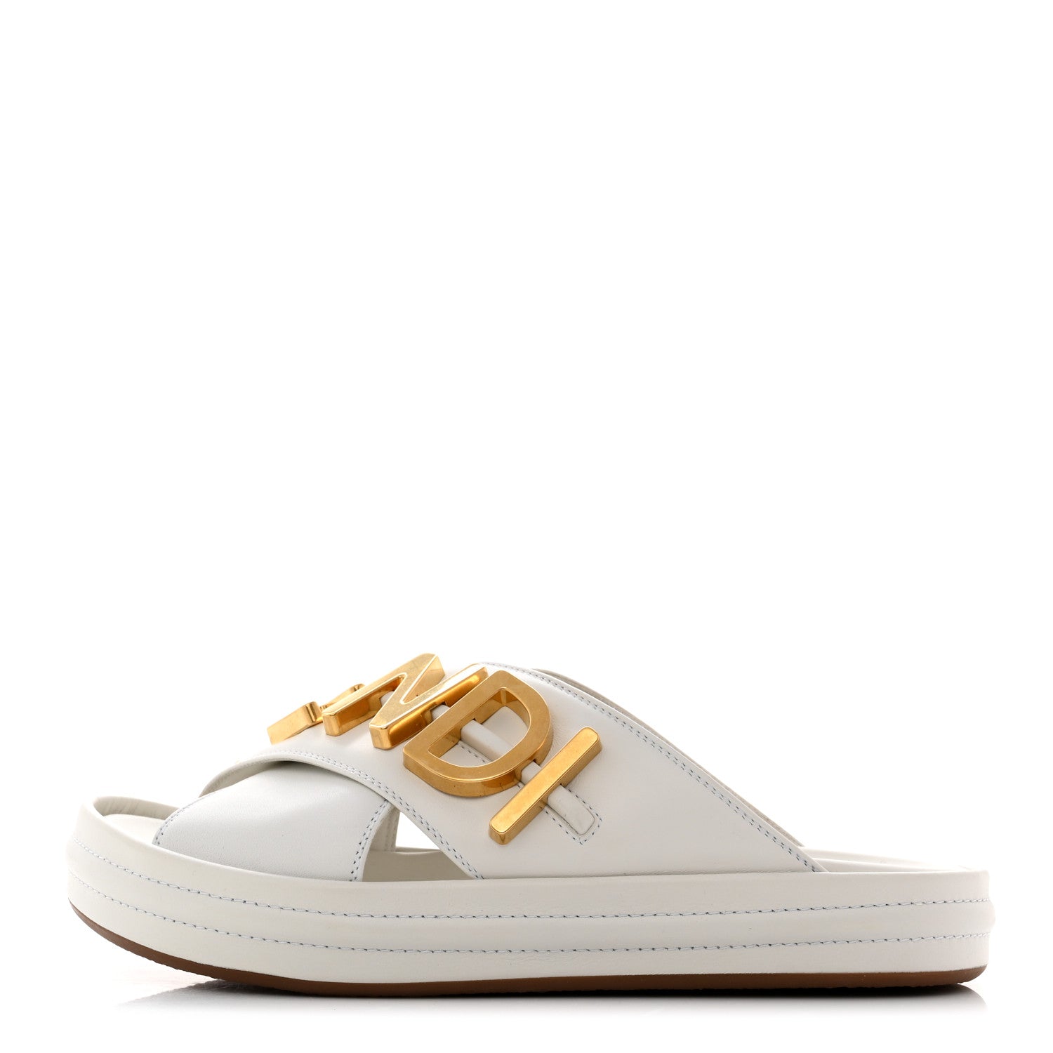 Fendi Vitello Womens Fendigraphy Slide Sandals 36 White Ice 1 of 9