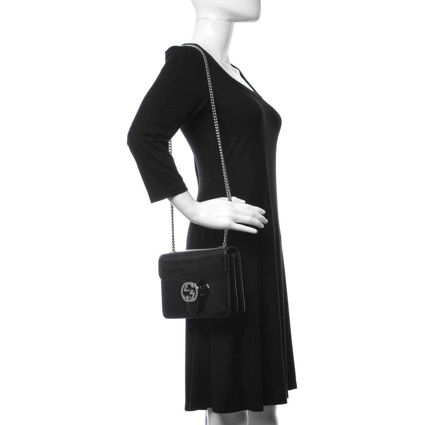 Shade Lux Calfskin Small Interlocking G Shoulder Bag Black