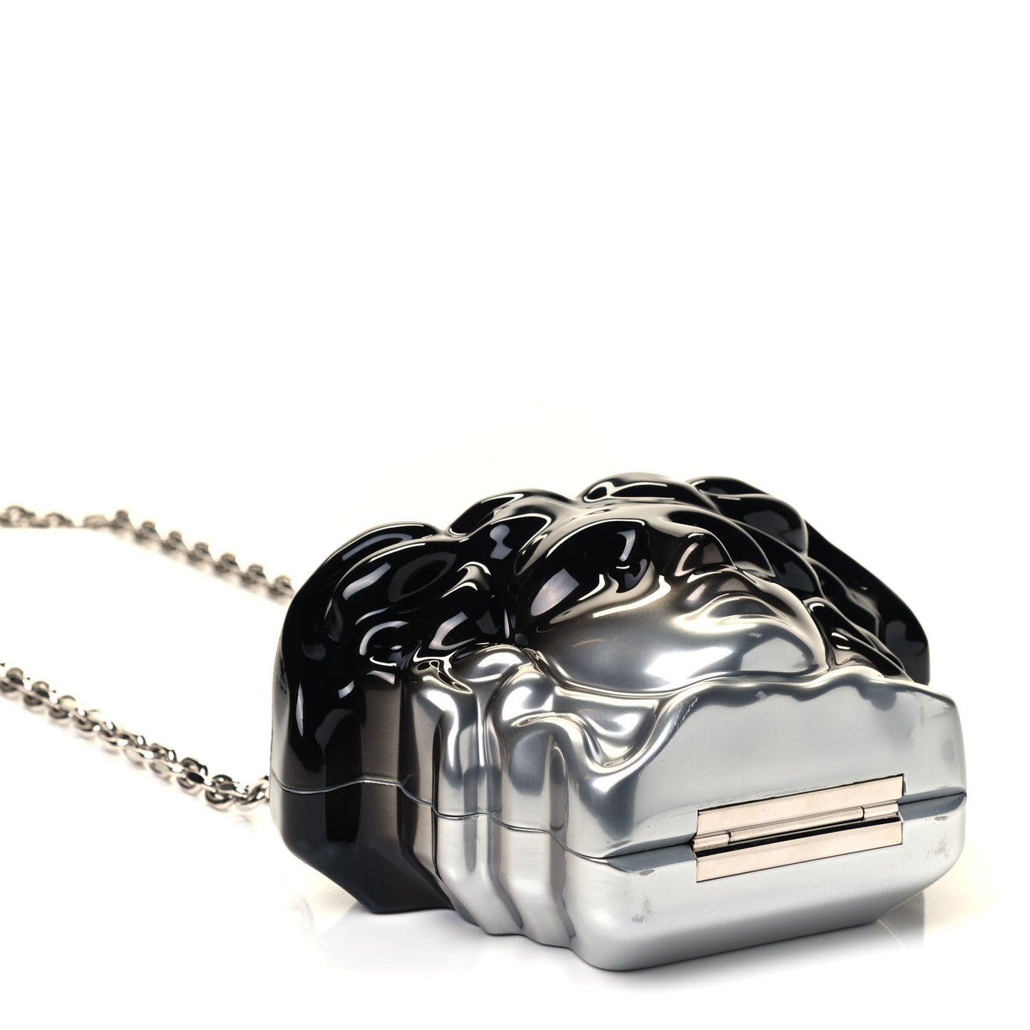 Medusa Head Chain Clutch Black Silver