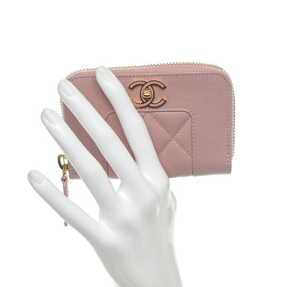 Chanel Sheepskin Quilted Mademoiselle Vintage Zip Coin Purse Light Pink 2 of 7