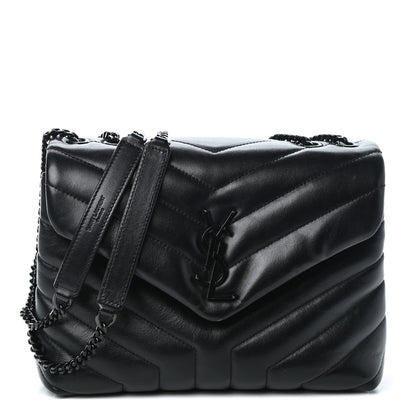 Saint Laurent Calfskin Y Quilted Monogram Small Loulou Chain Satchel Black 1 of 9