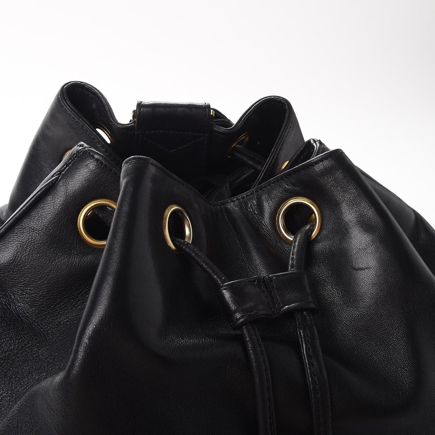 Lambskin CC Drawstring Backpack Black