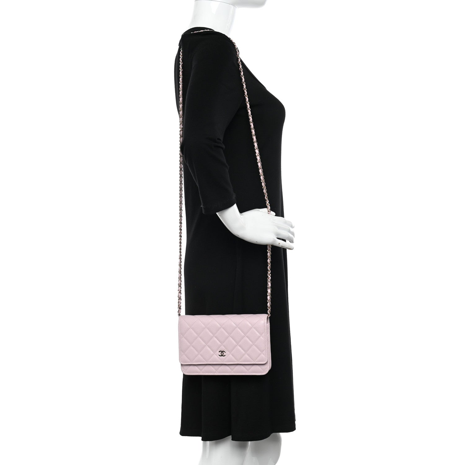 Chanel Caviar Quilted Wallet on Chain WOC Light Pink 2 of 13