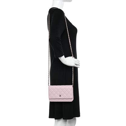 Chanel Caviar Quilted Wallet on Chain WOC Light Pink 2 of 13