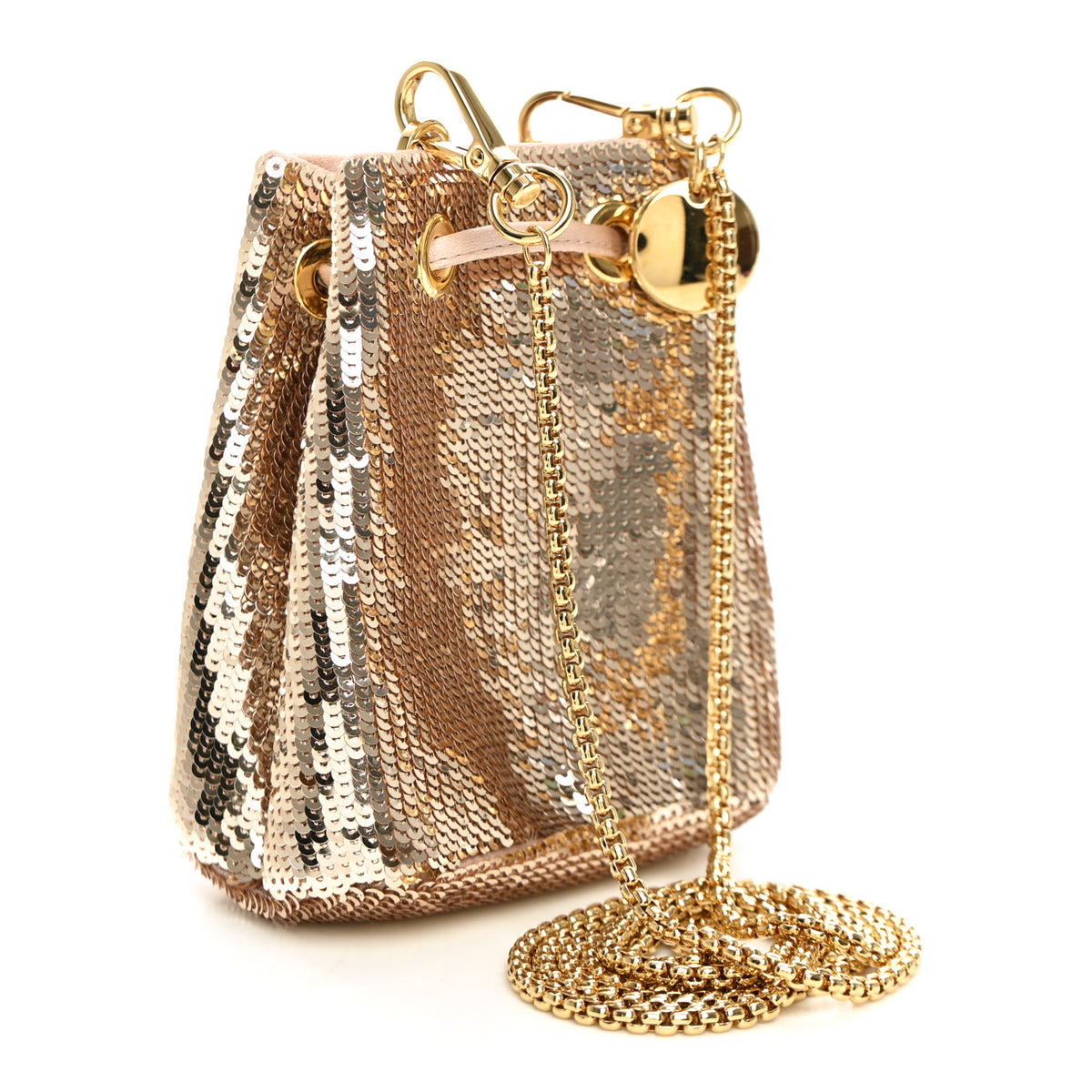 Prada Sequin Satin Triangle Logo Mini Pouch Cammeo 3 of 10