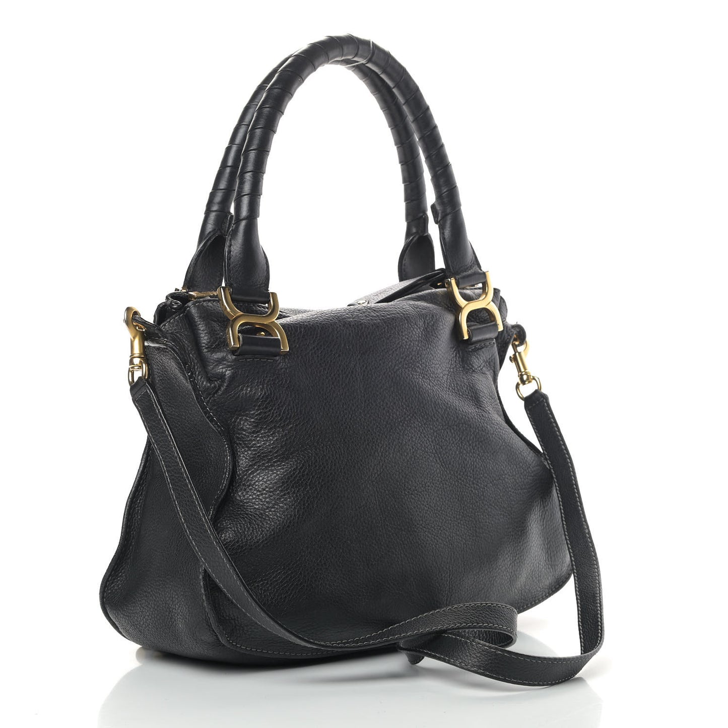 Calfskin Medium Marcie Satchel Black