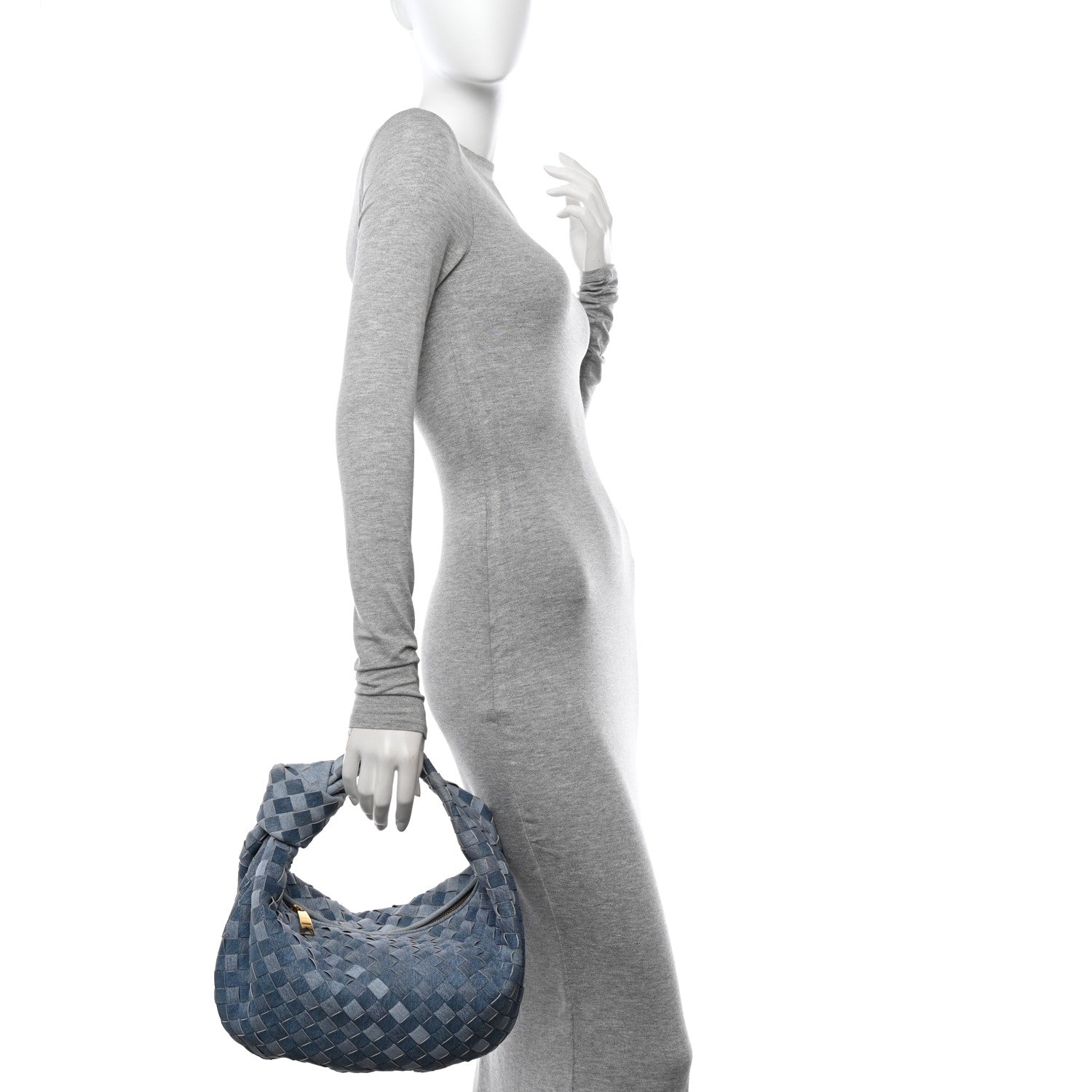 Bottega Veneta Nappa Denim Effect Intrecciato Teen Jodie Hobo Denim 2 of 9