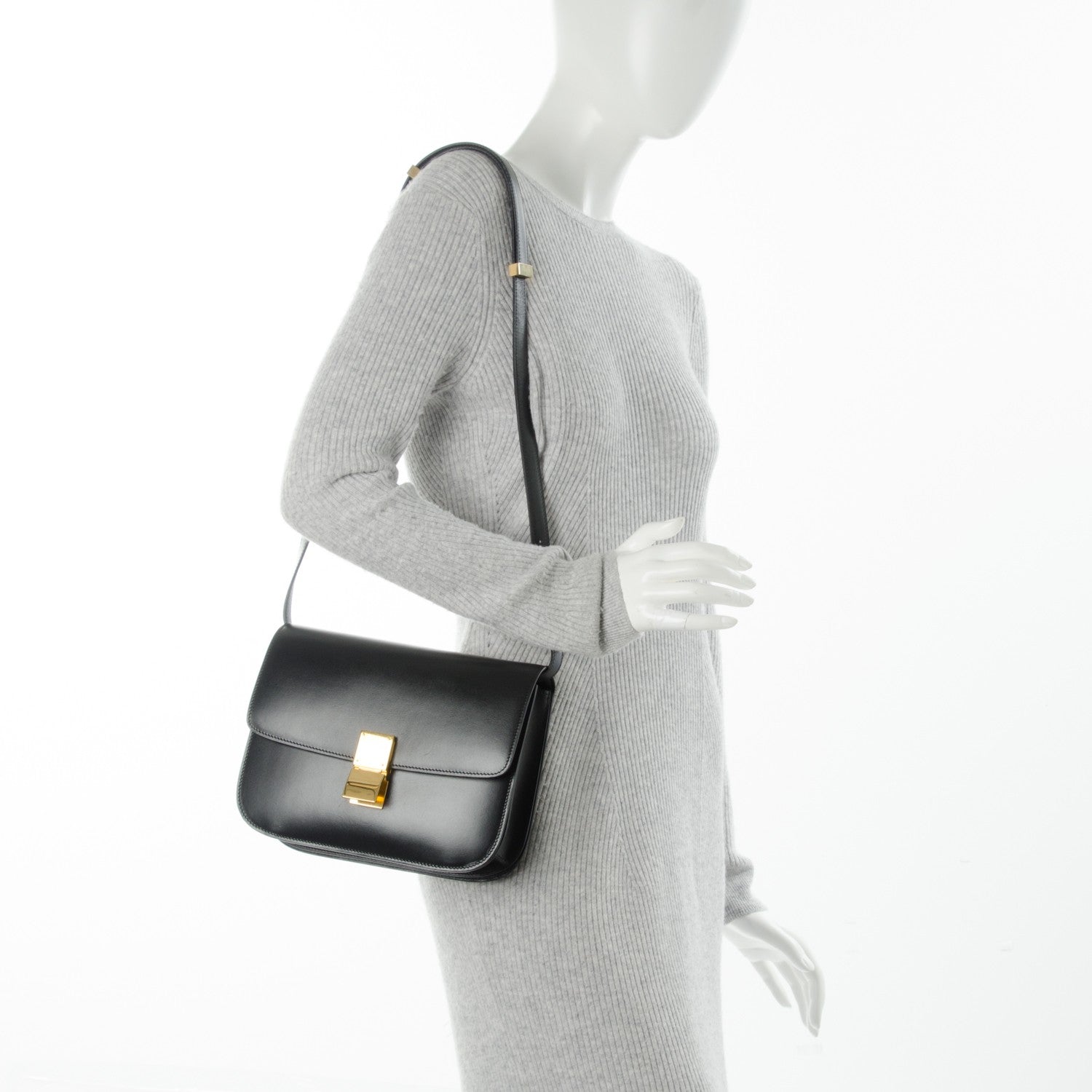 Celine Box Calfskin Medium Classic Box Flap Bag Black 2 of 7