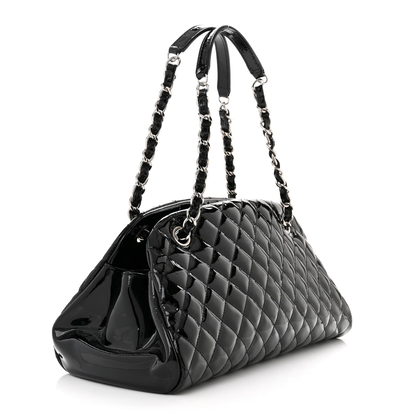 Patent Quilted Medium Just Mademoiselle Bowling Bag Black